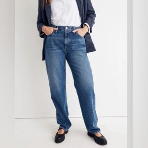 Madewell Baggy Straight Jeans Petite 27 Blue High Rise Relaxed Denim 100% Cotton